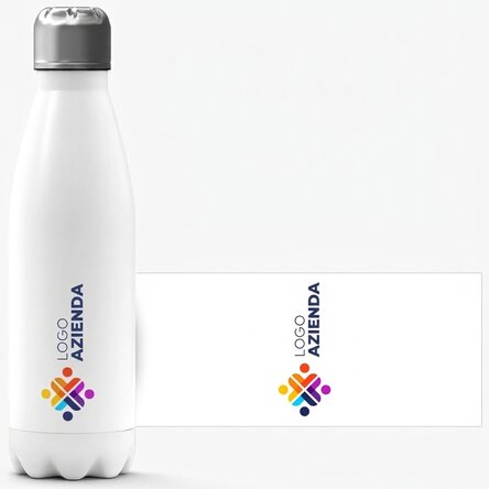 Thermos con base bianca personalizzato con logo