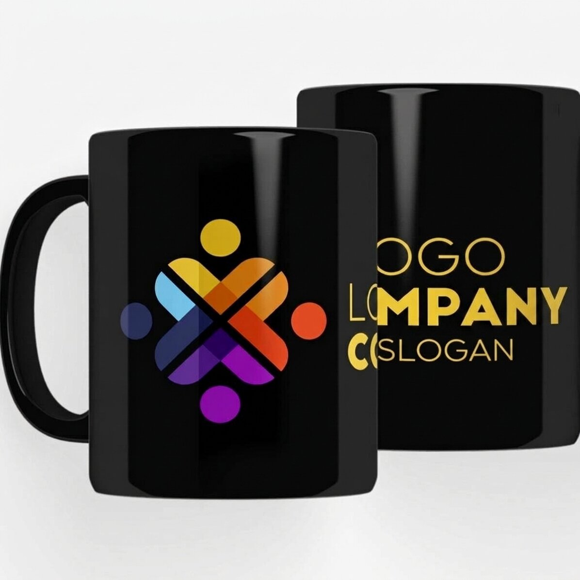 Tazza personalizzata con logo su sfondo nero