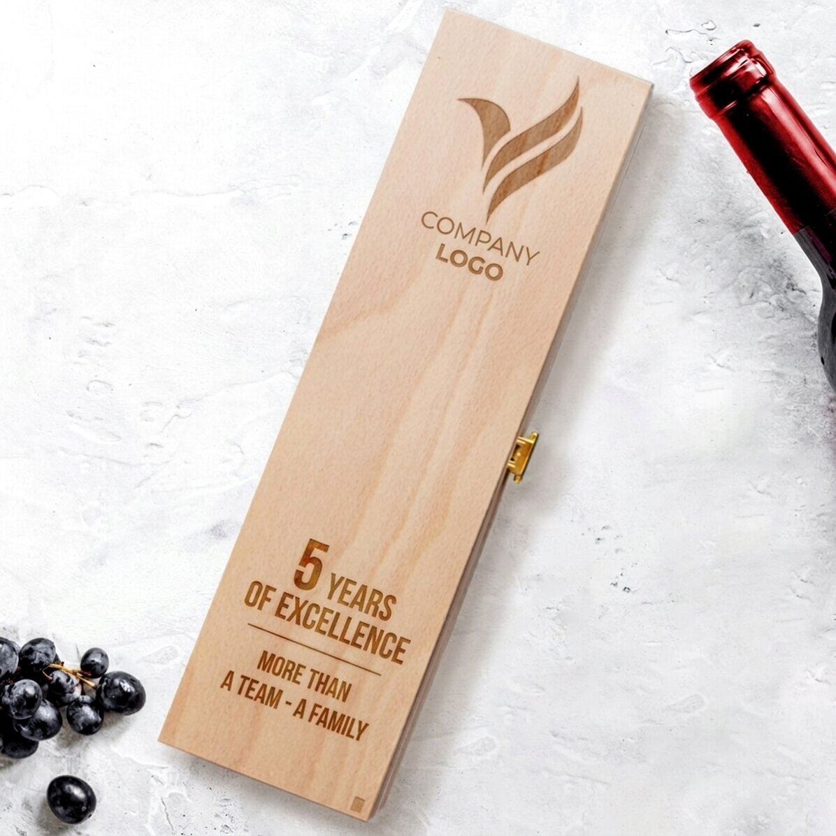 Scatola per vino con logo e messaggio