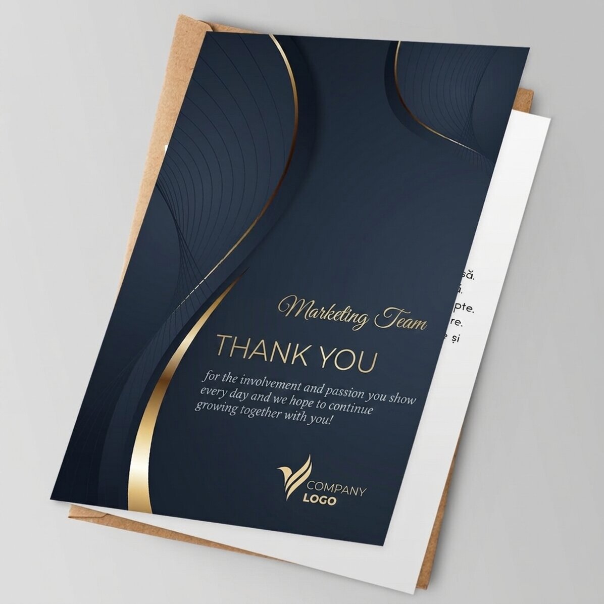 Biglietto di auguri personalizzato con logo e messaggio
