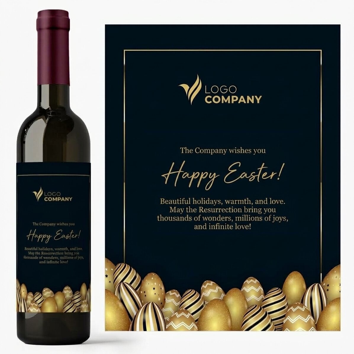 Vino personalizzato con logo e testo per Pasqua