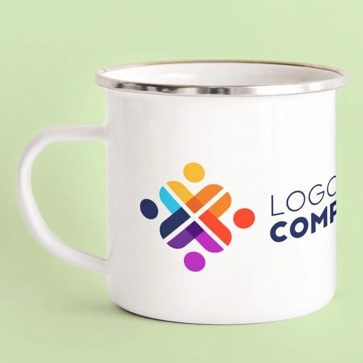 Tazza in metallo smaltato personalizzata con logo