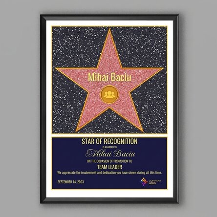 Quadro personalizzato con logo e testo - La stella della gratitudine