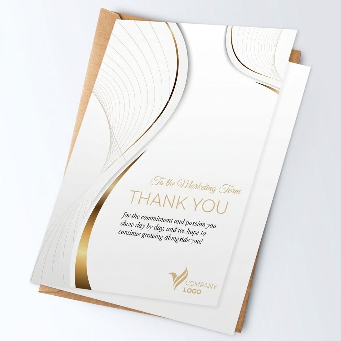 Biglietto di auguri personalizzato con logo e messaggio - Bianco