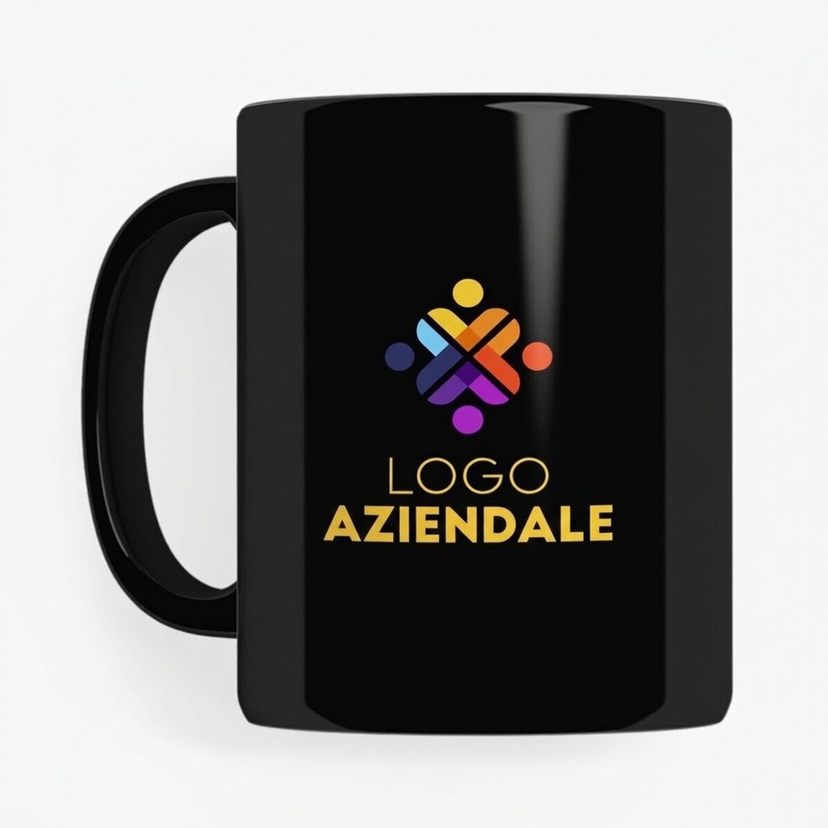 Tazza personalizzata con logo su entrambi i lati - sfondo nero