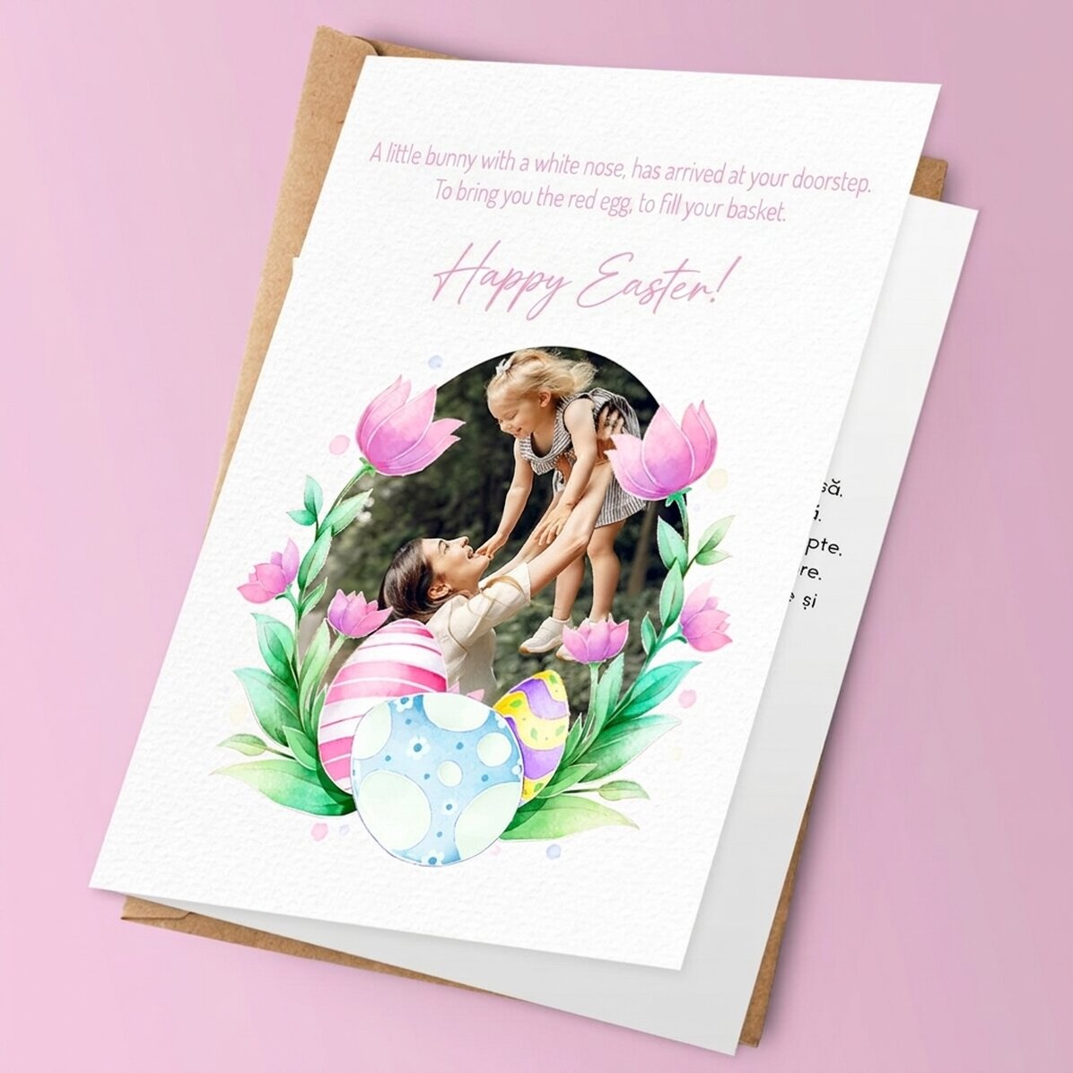 Biglietto di auguri personalizzato con foto e testo - Buona Pasqua