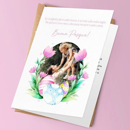 Biglietto di auguri personalizzato con foto e testo - Buona Pasqua