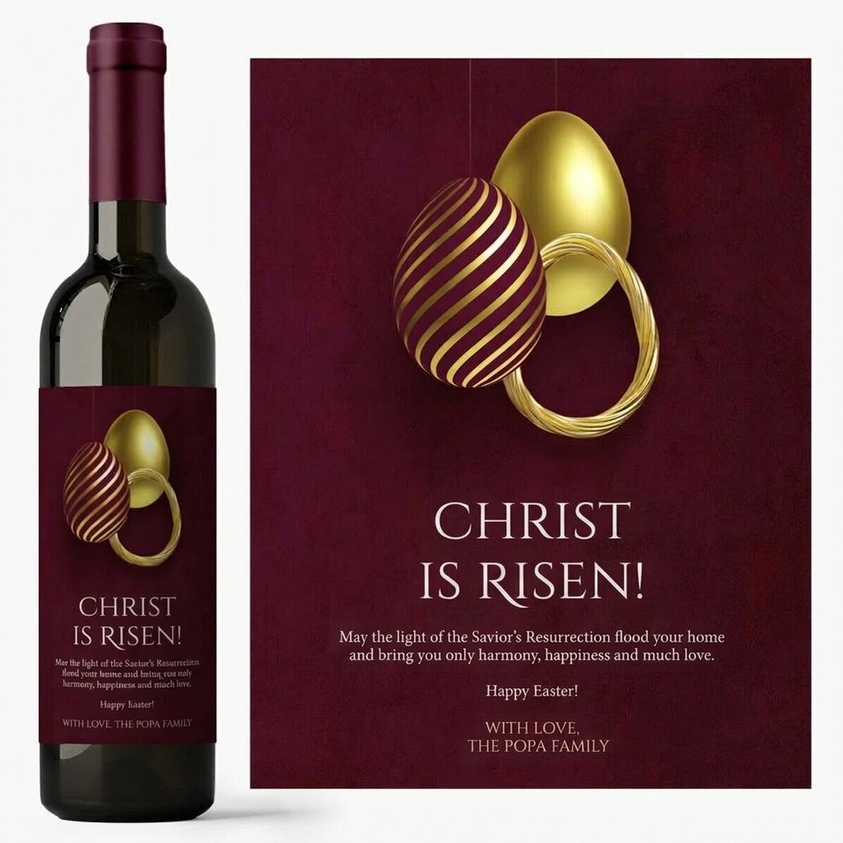 Vino personalizzato con dedica per Pasqua - Cristo è risorto!