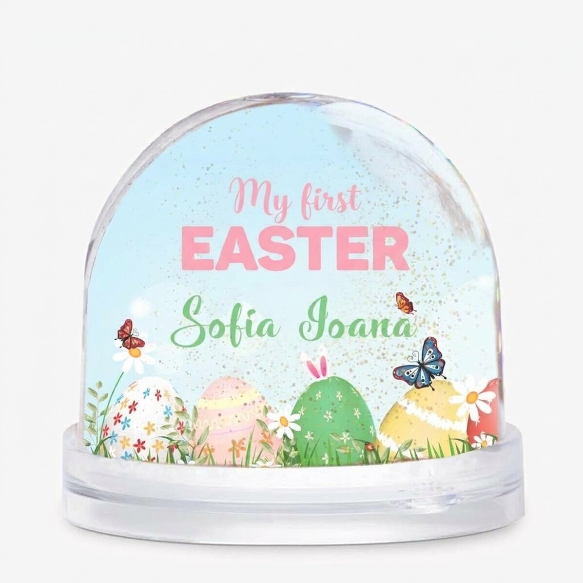 Sfera da scrivania personalizzata con foto e testo - La mia prima Pasqua