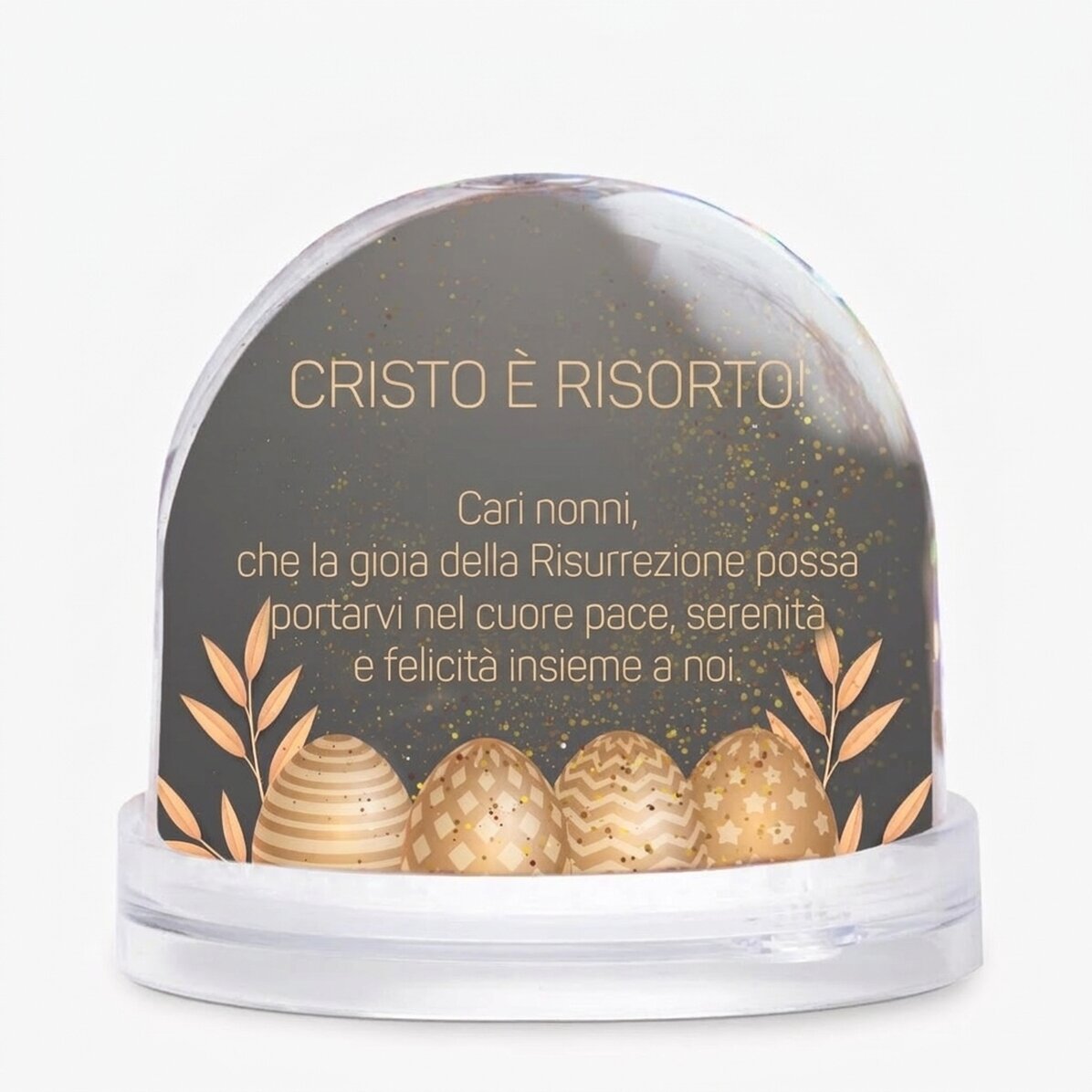 Sfera da scrivania personalizzata con foto e testo - Buona Pasqua!