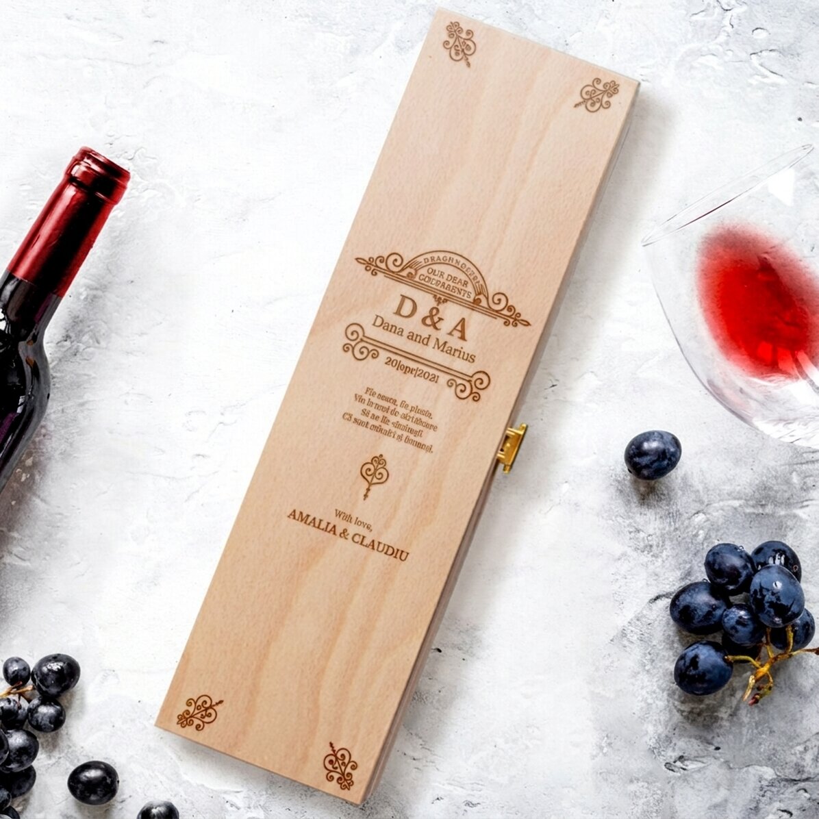 Scatola di vino personalizzata - Messaggio per i padrini