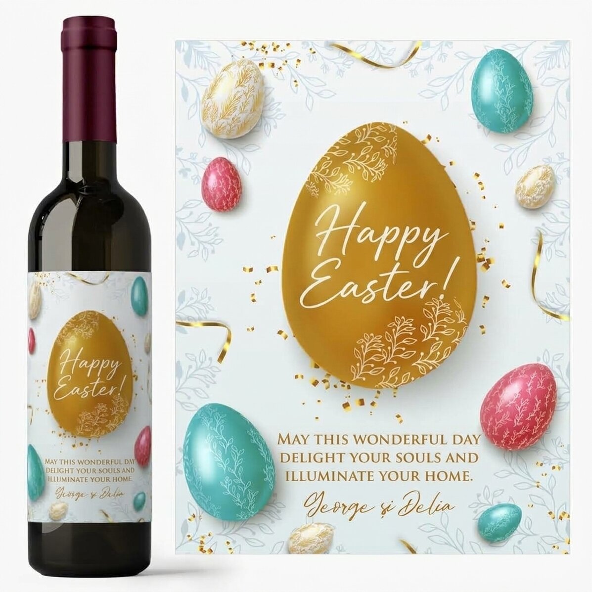 Vino personalizzato con dedica per Pasqua - Happy Easter