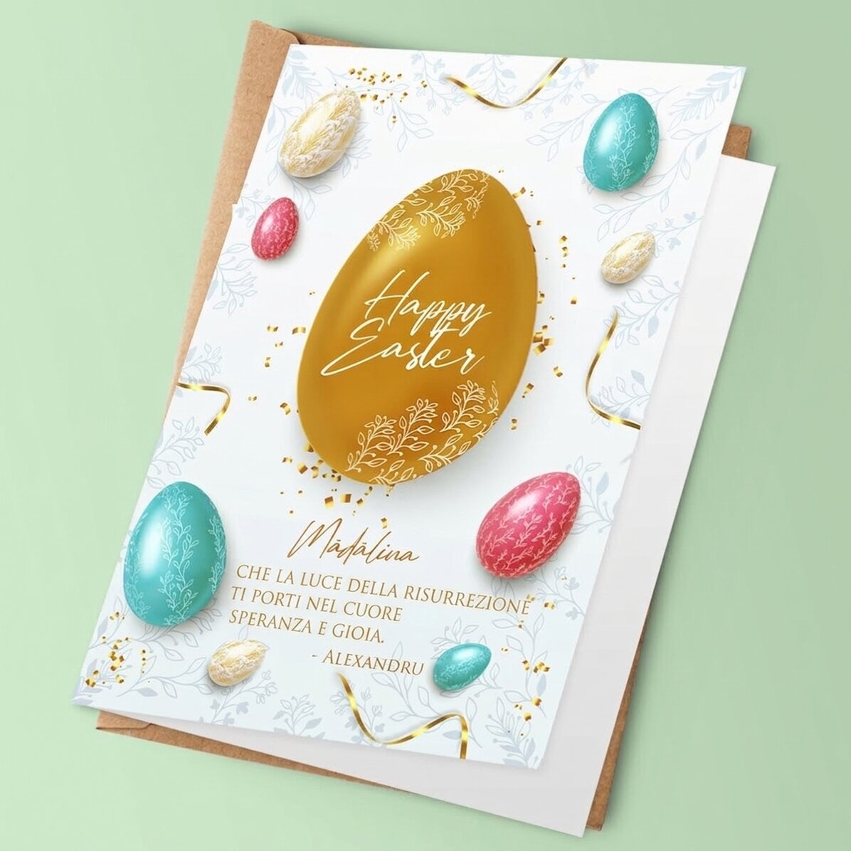 Biglietto di auguri personalizzato con testo - Auguri di Pasqua