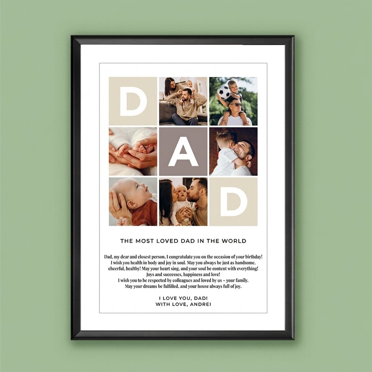Quadro personalizzato con testo e 6 foto - DAD
