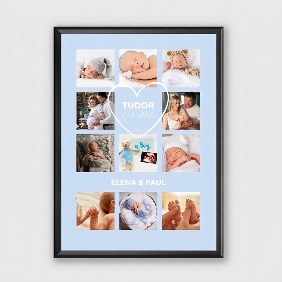 Quadro personalizzato con testo e 11 foto - Baby