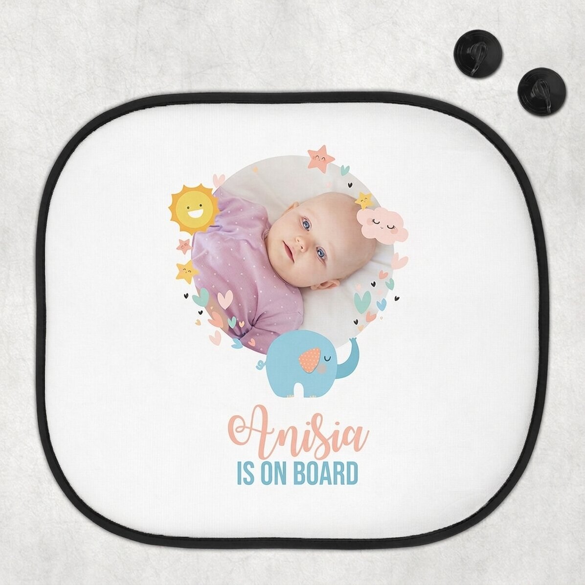 Parasole per auto personalizzato con foto e testo - Baby on board