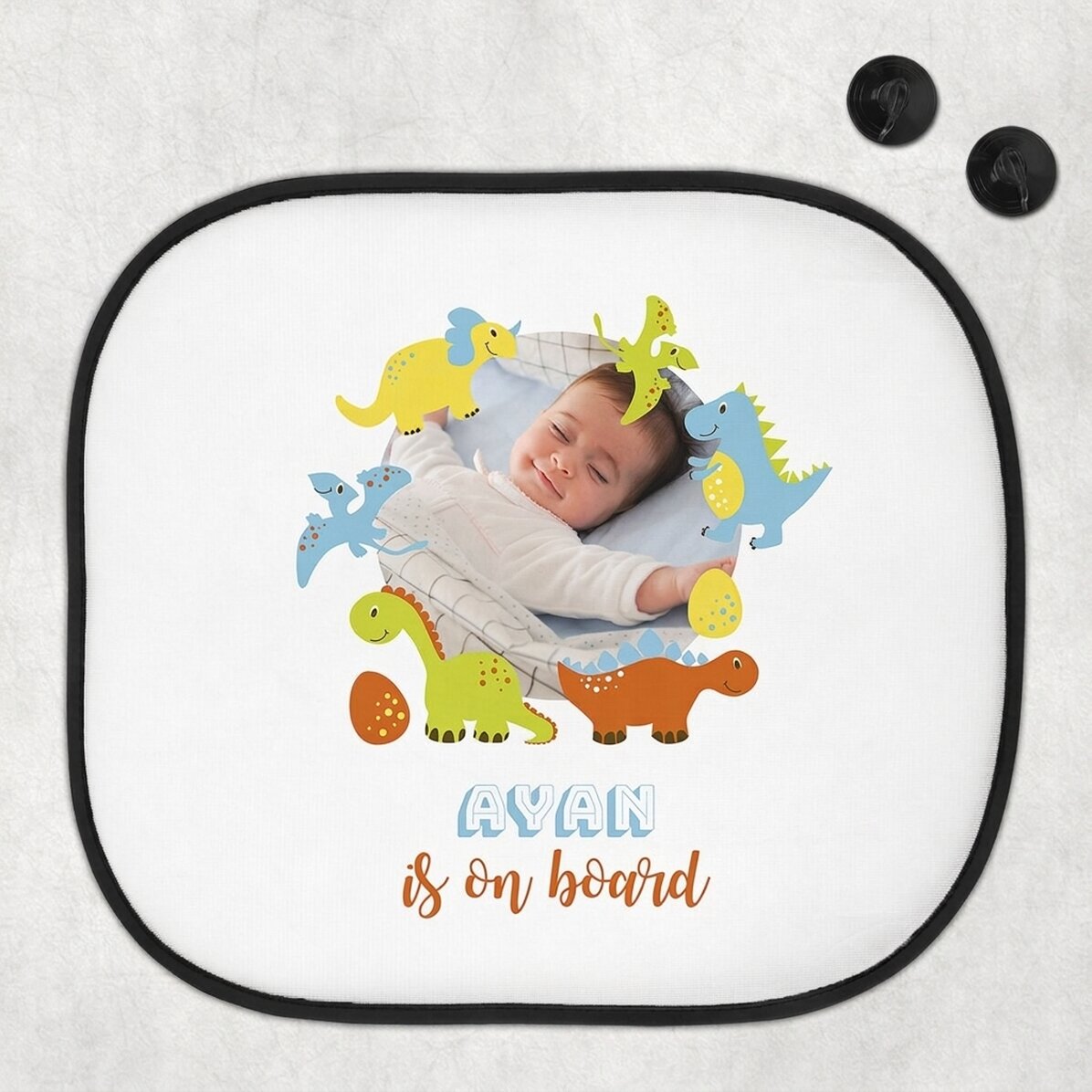 Parasole per auto personalizzato con foto e testo - "Baby on board" per bambini