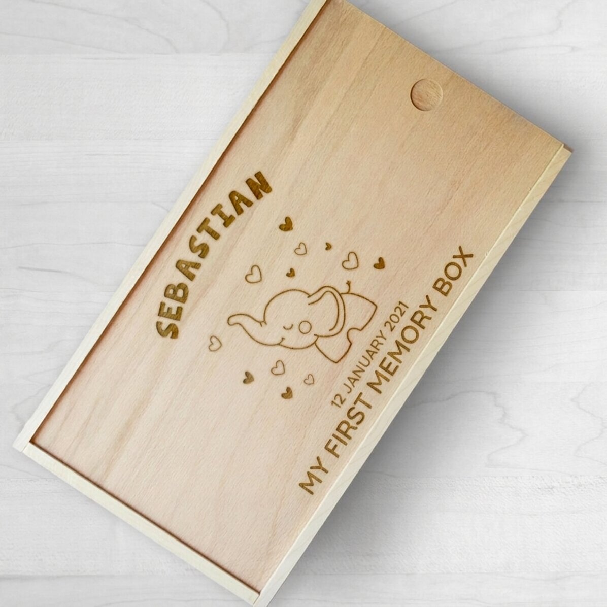 Scatola regalo personalizzata in legno - Ricordi del bebè