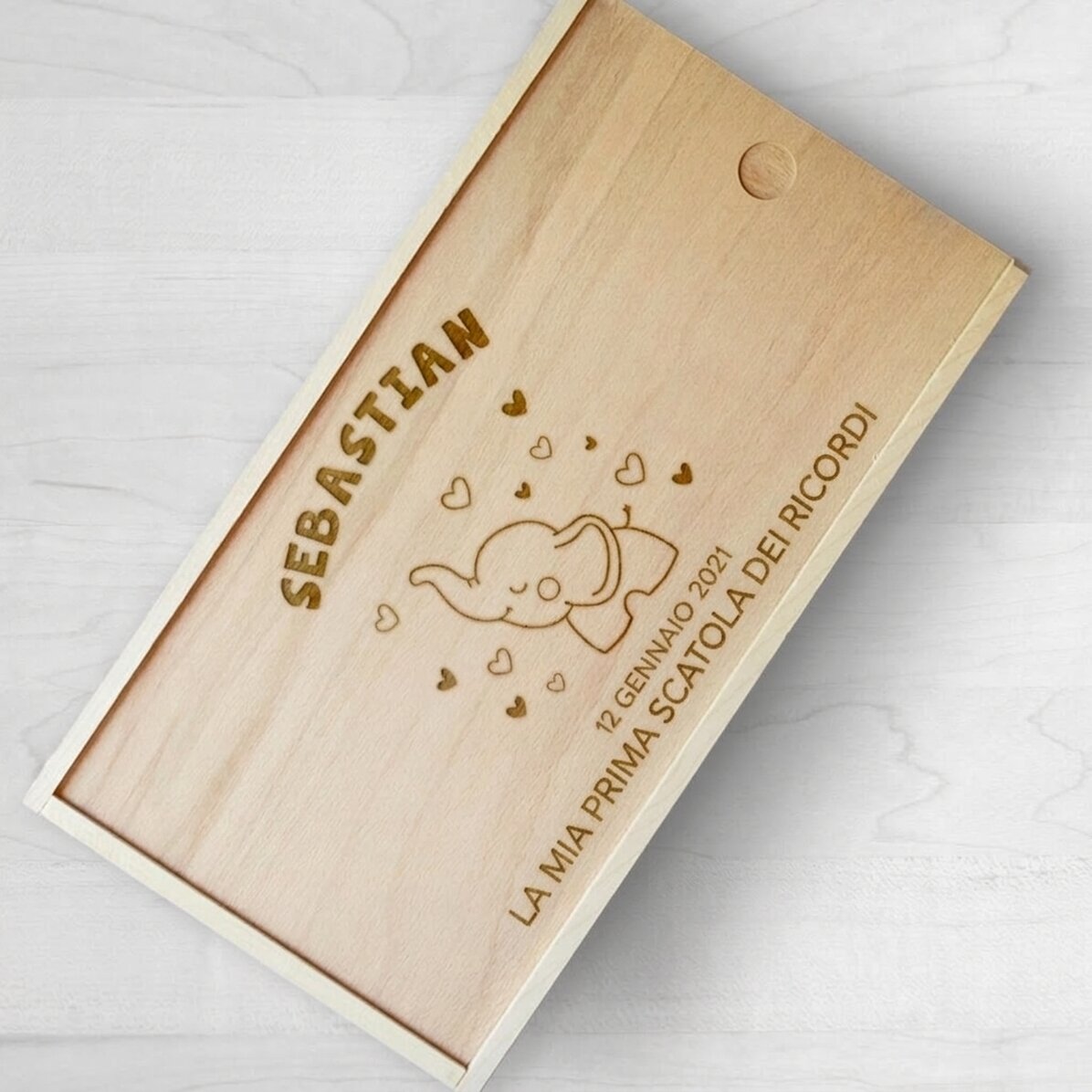 Scatola regalo personalizzata in legno - Ricordi del bebè