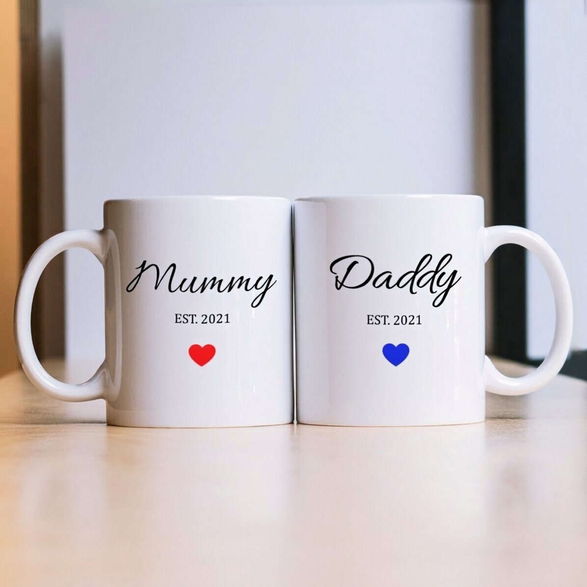 Tazze per coppie con scritta - Mom & Dad