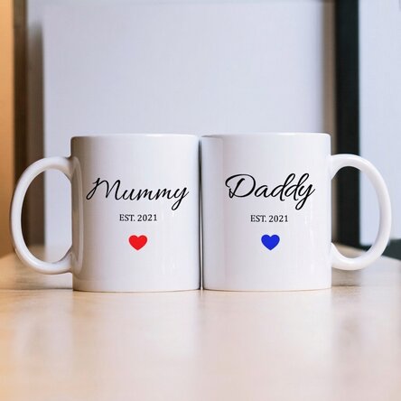 Tazze per coppie con scritta - Mom & Dad