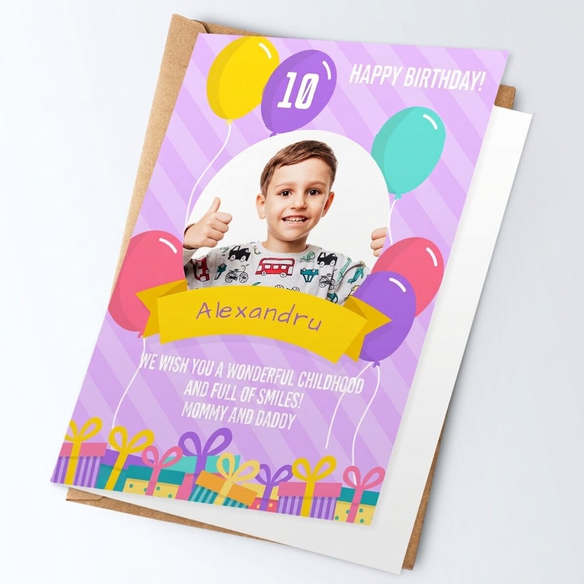 Biglietto di auguri personalizzato con foto e testo - Buon compleanno, bambini!
