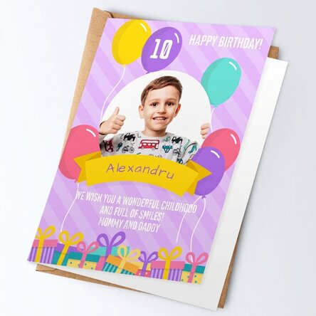 Biglietto di auguri personalizzato con foto e testo - Buon compleanno, bambini!