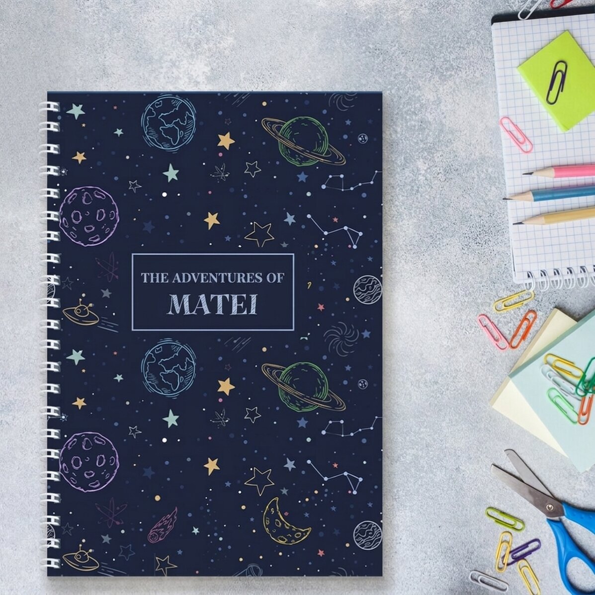 Taccuino personalizzato con scritta per bambini - Space