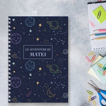 Taccuino personalizzato con scritta per bambini - Space