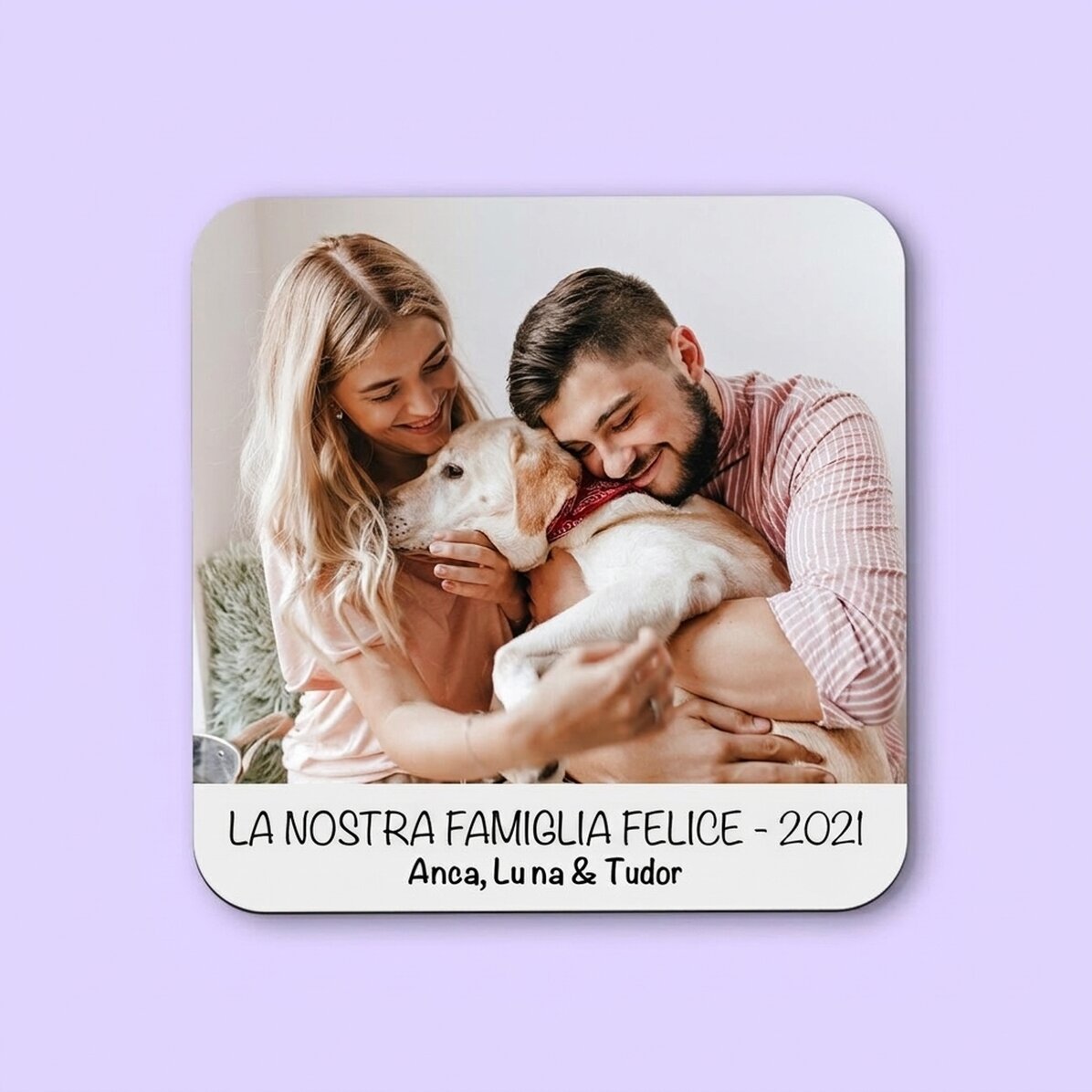 Sottobicchiere personalizzato con una foto e una scritta