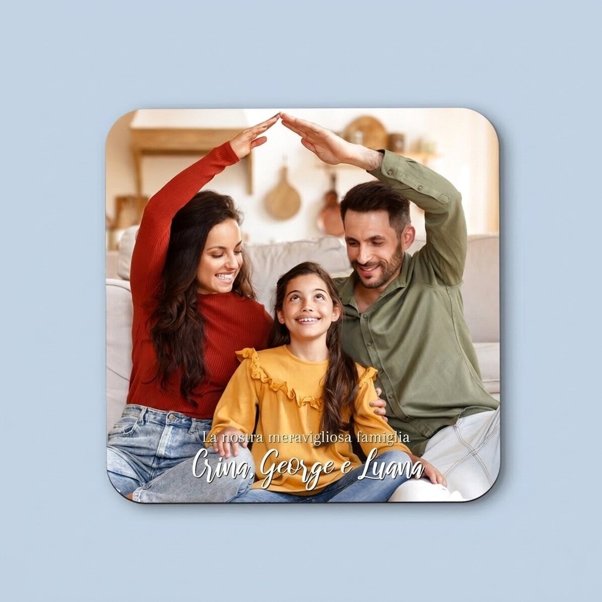 Sottobicchiere personalizzato con foto e testo - La nostra famiglia