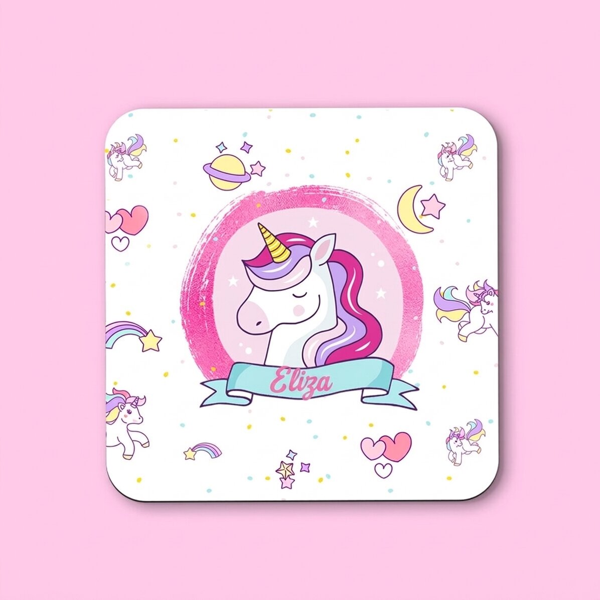 Sottobicchiere personalizzato con scritta per bambine