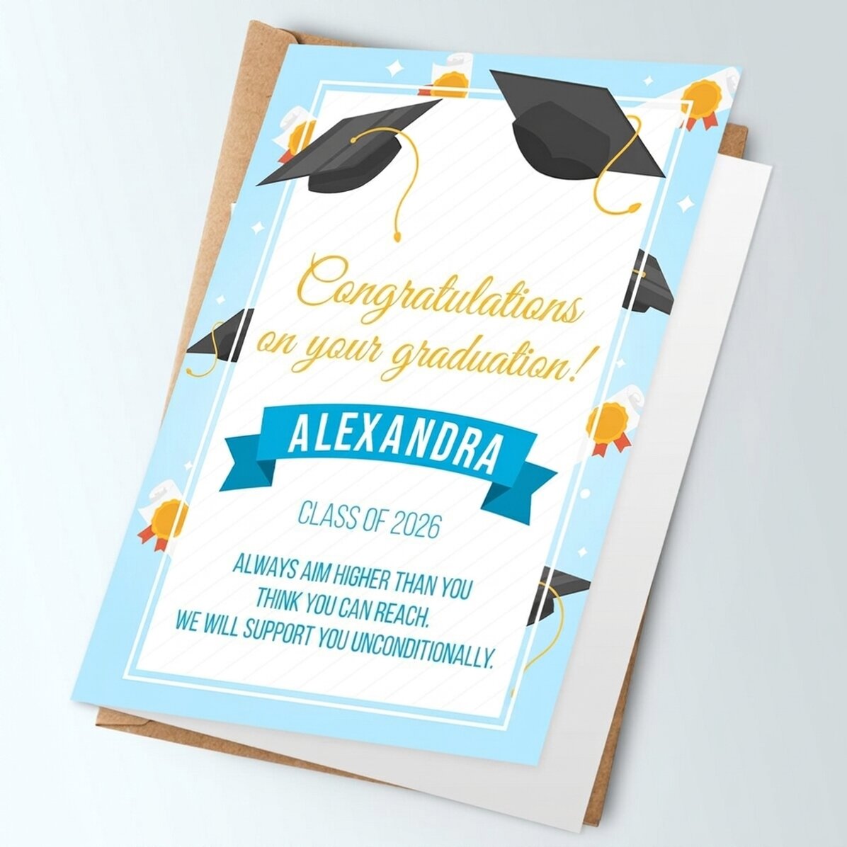 Biglietto di auguri personalizzato con testo - Laurea