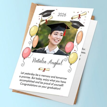 Biglietto di auguri personalizzato con foto e testo - Laurea