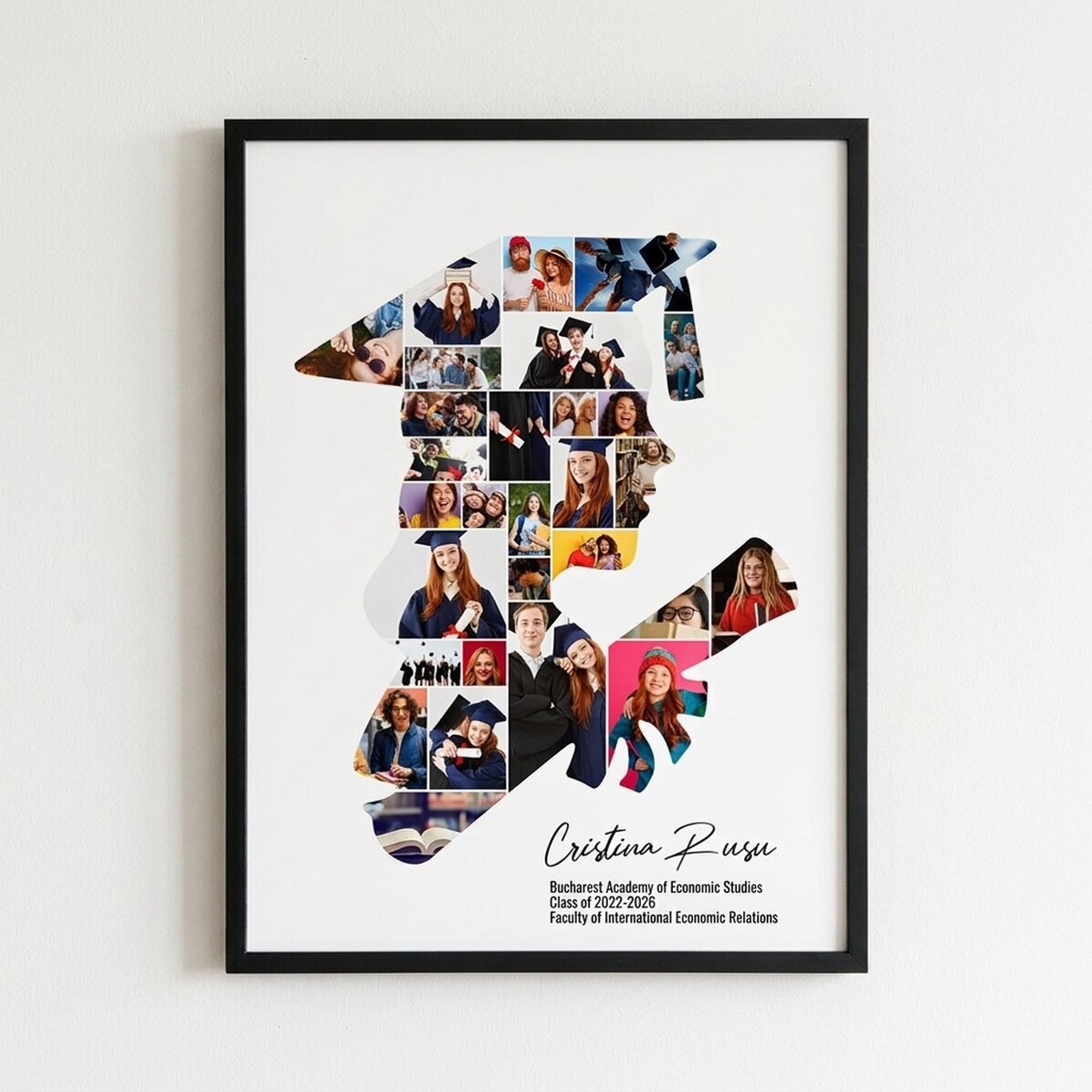 Quadro personalizzato con testo e 29 foto per la laurea - Lei