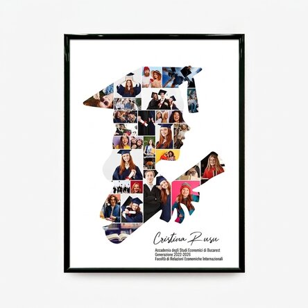 Quadro personalizzato con testo e 29 foto per la laurea - Lei