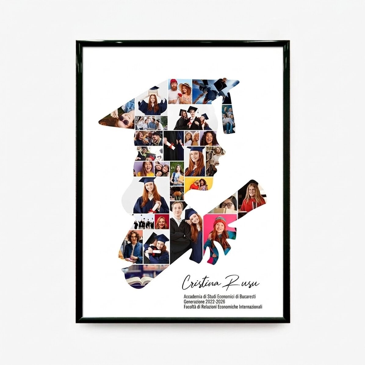 Quadro personalizzato con testo e 29 foto per la laurea - Lei
