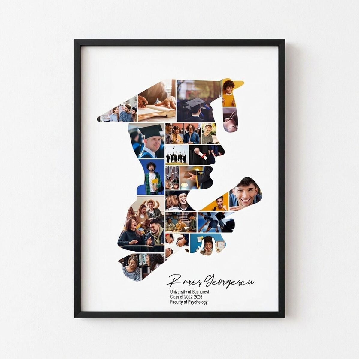 Quadro personalizzato con testo e 22 foto per la laurea - Lui