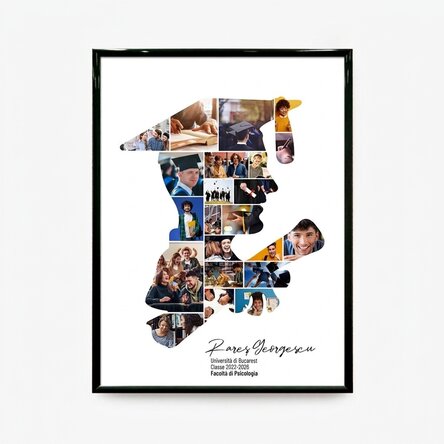 Quadro personalizzato con testo e 22 foto per la laurea - Lui