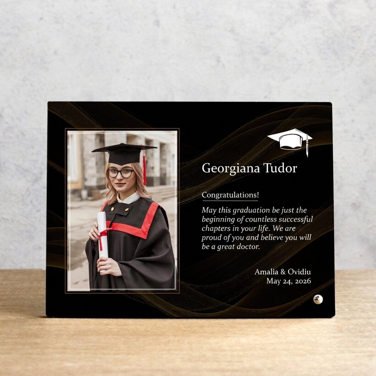 Cornice da scrivania personalizzata con foto e testo - Laurea