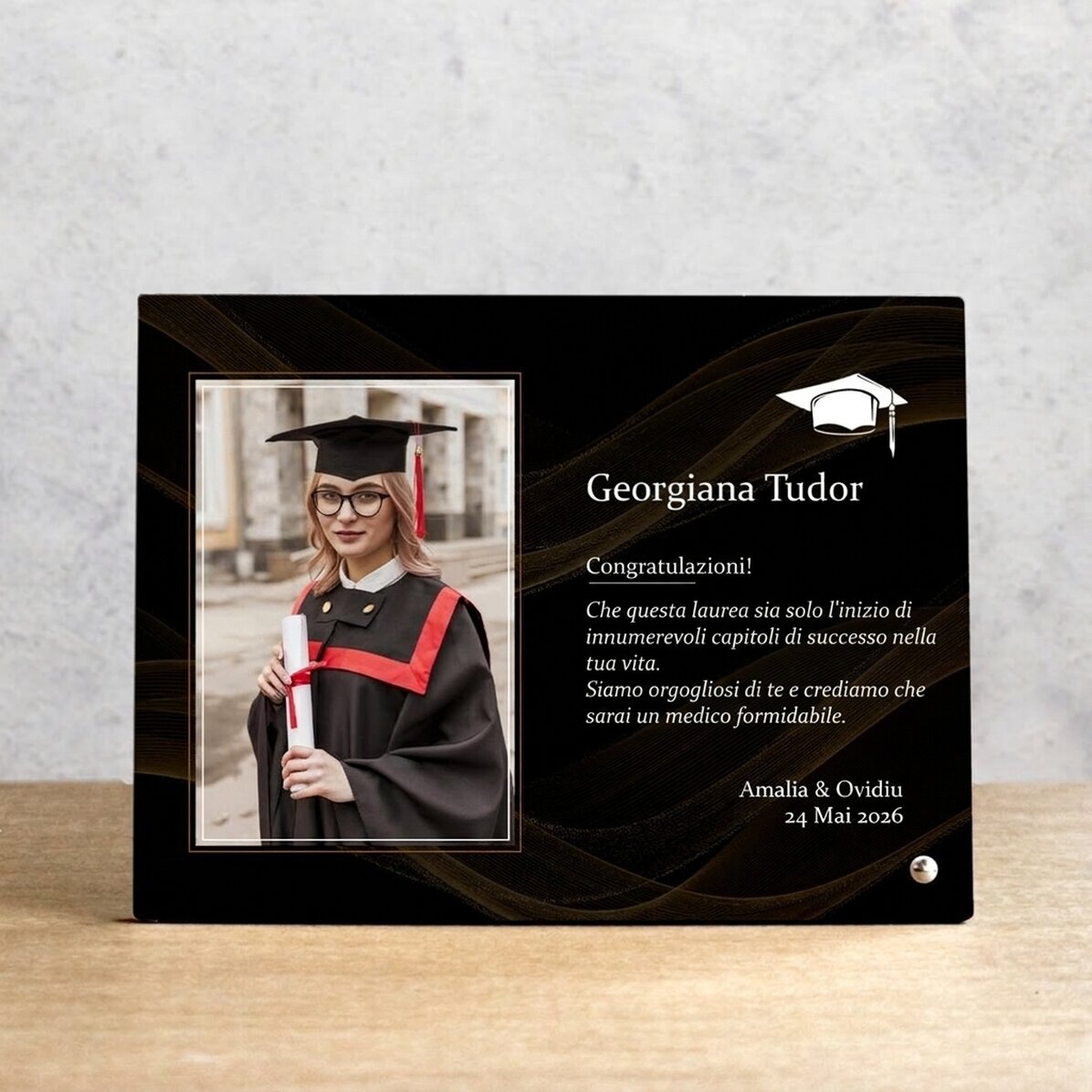 Cornice da scrivania personalizzata con foto e testo - Laurea