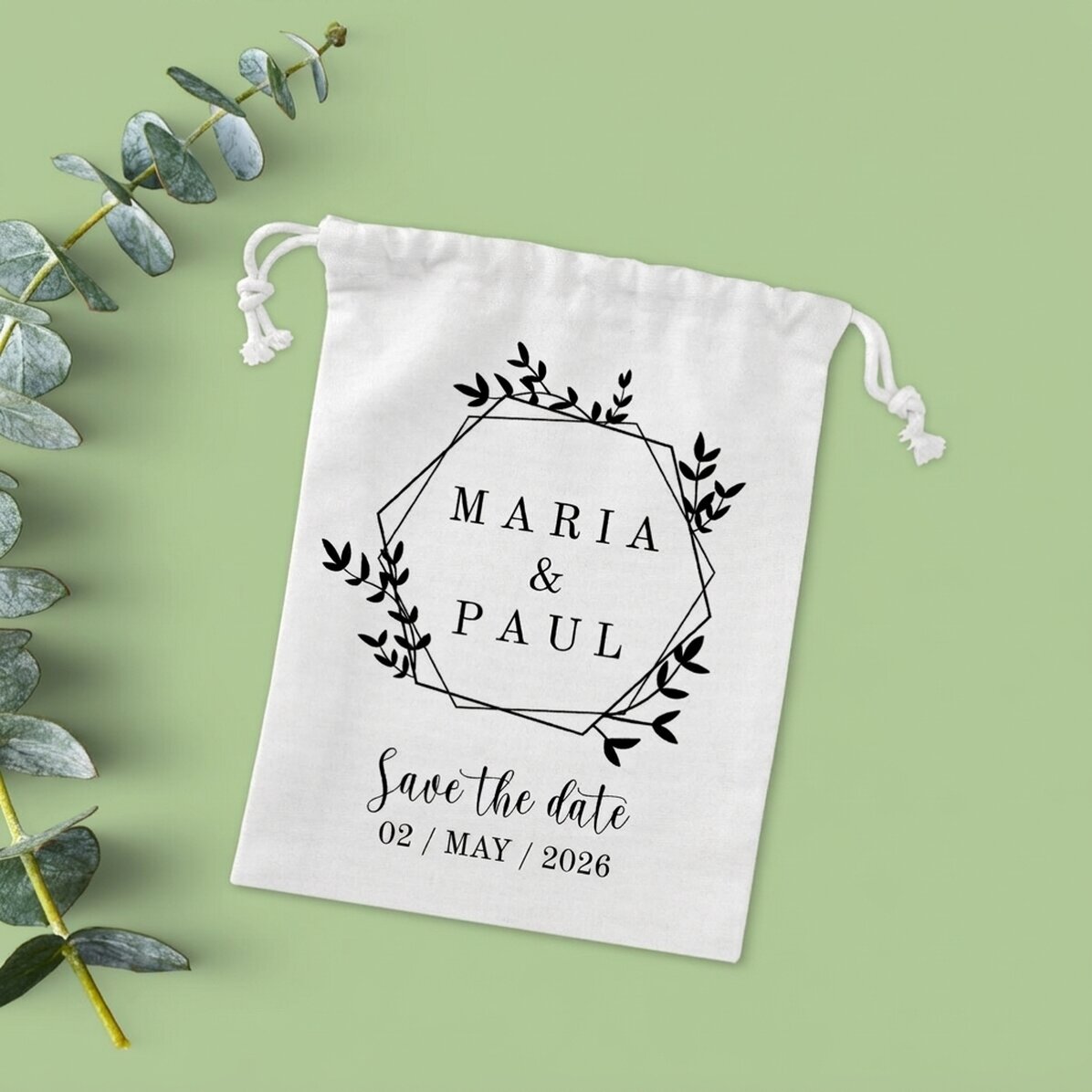 Piccolo sacchetto regalo personalizzato con scritta - Save the date