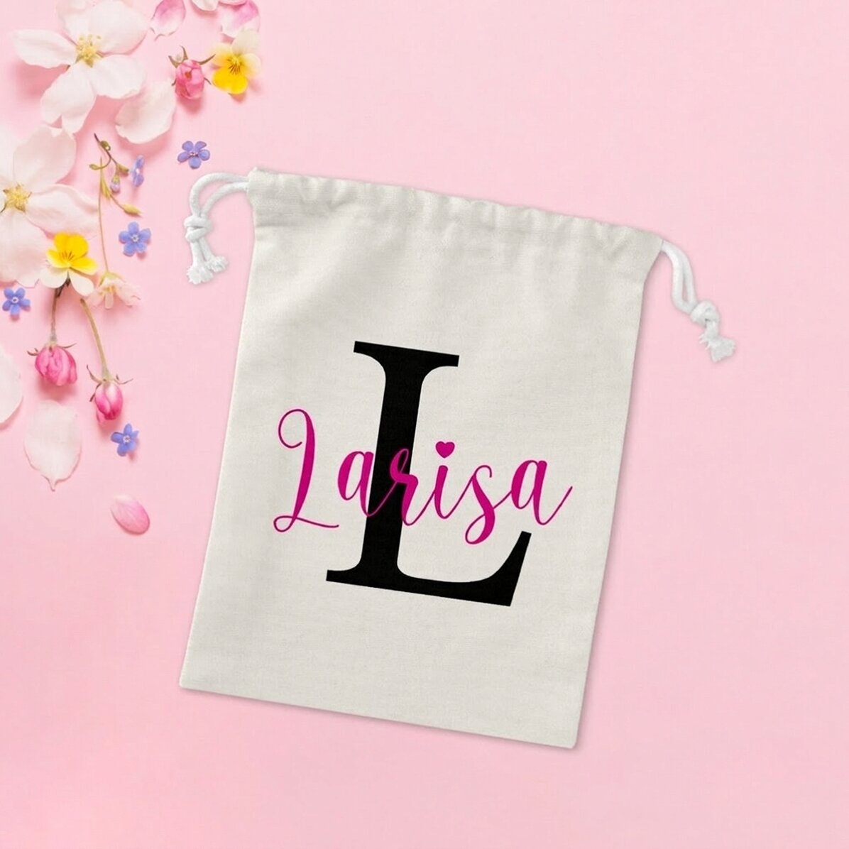Piccolo sacchetto regalo personalizzato con nome e iniziale