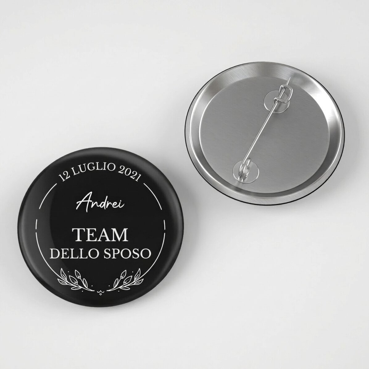 Spilla personalizzata con scritta - Il team dello sposo