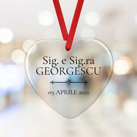 Ciondolo a forma di cuore personalizzato con scritta - Mr & Mrs