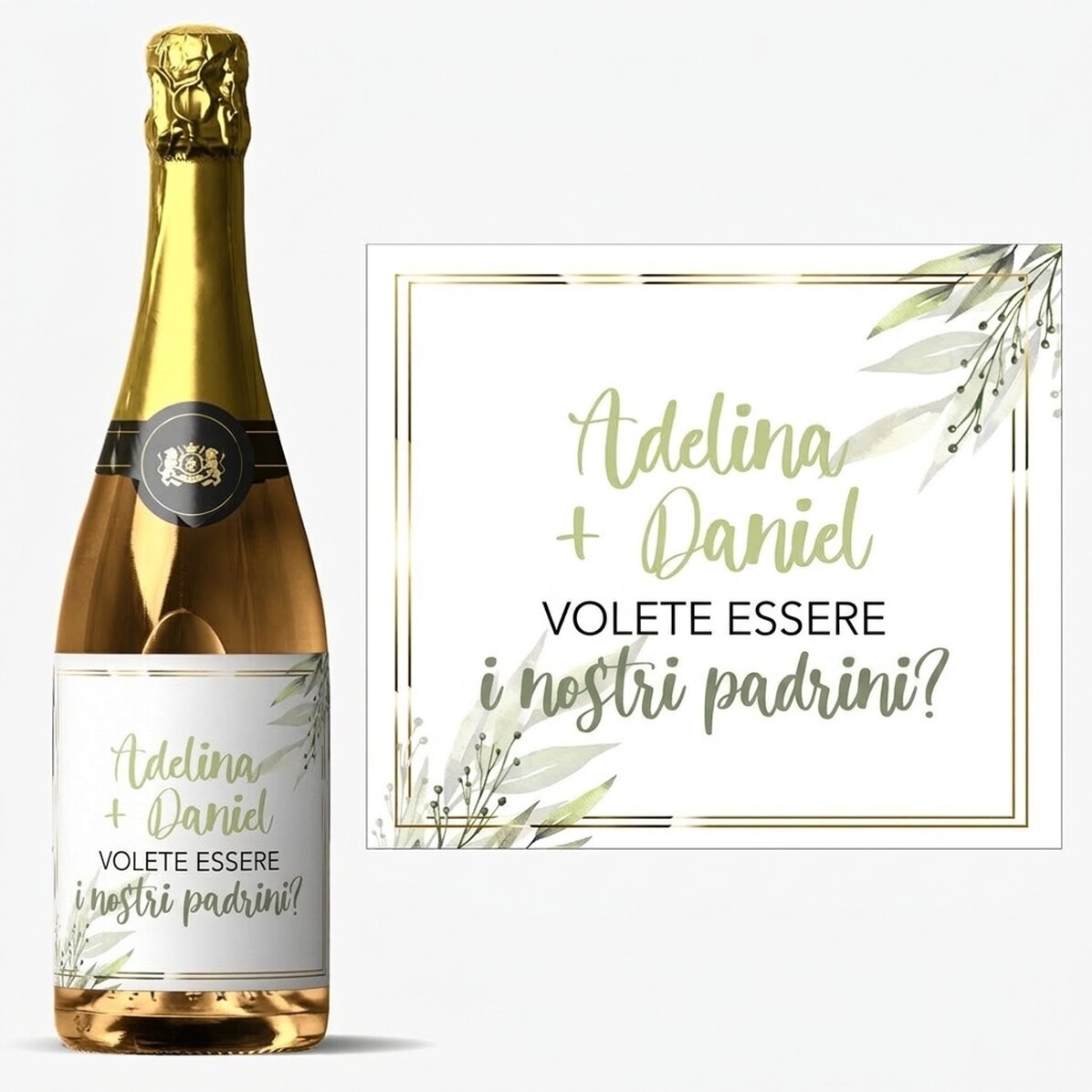 Spumante personalizzato con dedica - Volete essere i nostri padrini?