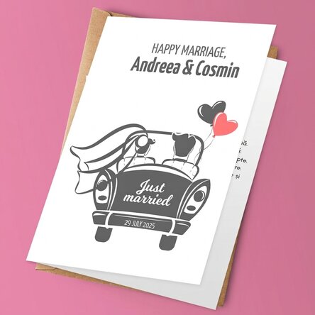 Biglietto di auguri personalizzato con testo - Just married