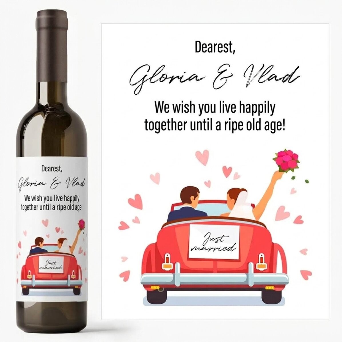 Vino personalizzato con messaggio - Coppia di sposi