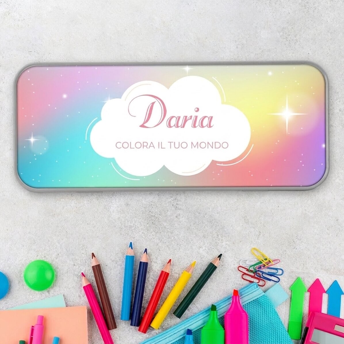 Astuccio personalizzato con scritta - Rainbow