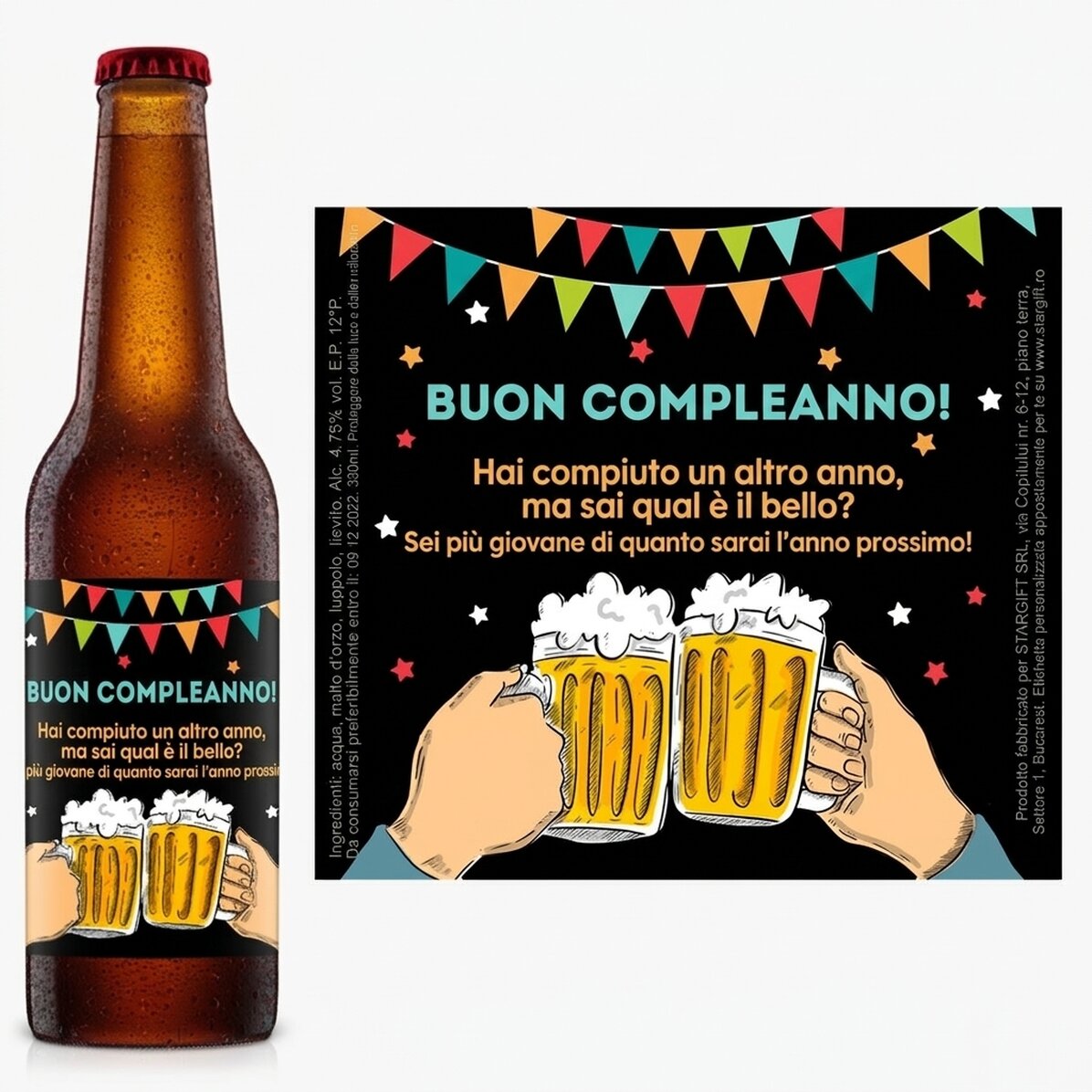 Birra personalizzata con un messaggio divertente - Buon compleanno